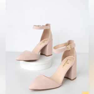 Suede ankle strap heels